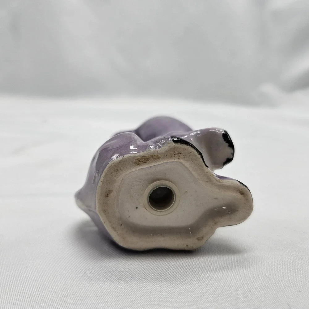 Vtg. Nasco Purple Sitting Cow Cartoon Figurine Single Salt and Pepper Shaker